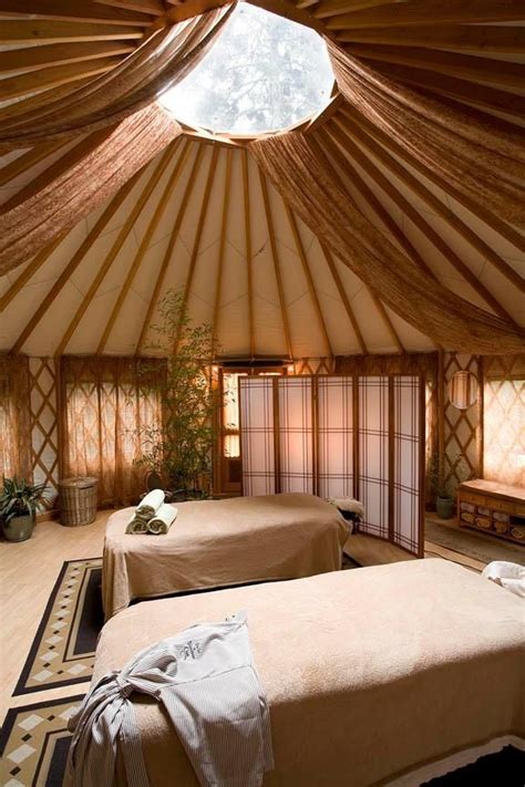 Awesome interior in a YURT, love the open floor plan in a yurt. ;) And ...