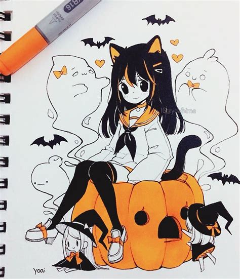 Pin by Creamy Dreamy on C | Anime drawings sketches, Halloween anime, Cute drawings