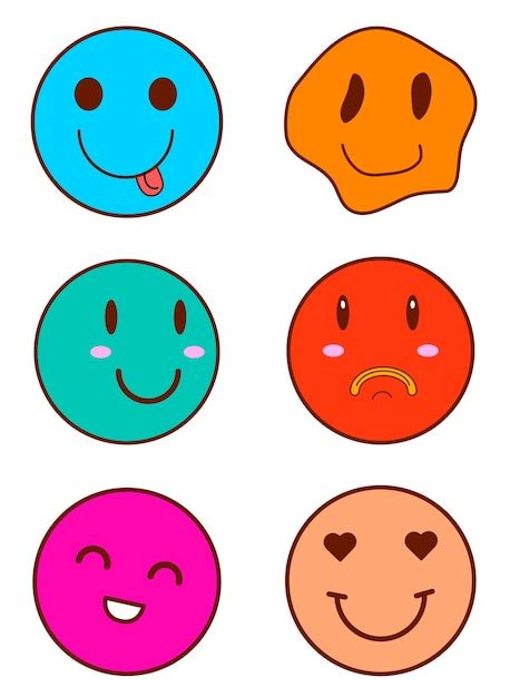 Premium Vector | A set of emoticons in the style of y2k. Bright set of ...