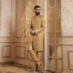 LUBNAN Men's Brown Color Premium Bridal Sherwani with Pajama | Infinity Mega Mall