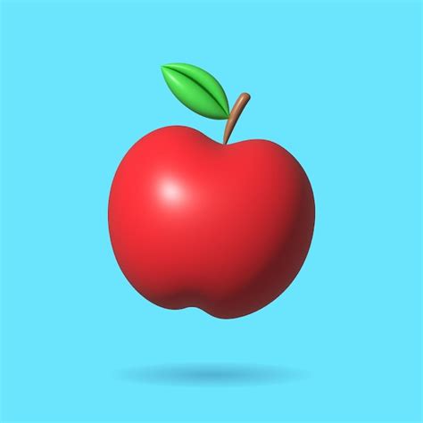 Design de ilustração vetorial de ícone 3d bonito de fruta maçã | Vetor Premium