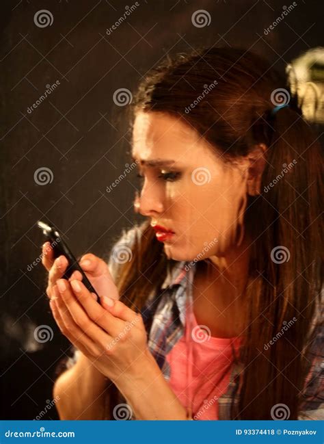 Woman Crying by Phone. Girl Talking on Phone Stock Photo - Image of person, helpline: 93374418