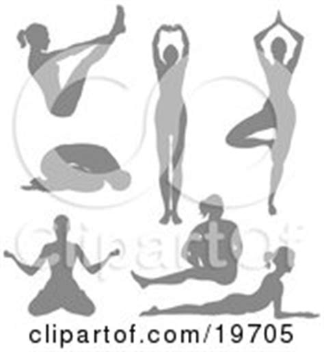 Clipart Illustration of a Collection Of Women Silhouetted While Doing Yoga Poses And Stretches ...