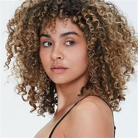Ombre Blond Short Curly Afro Wigs With Bangs for Black Women Kinky Curly Hair US | eBay