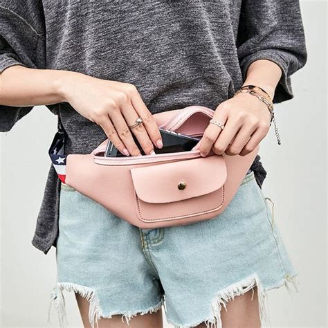 2018 Women Fashion Solid Color Zipper Waist Pack Phone Bag Girls Chest Bag Female Pouch Zip ...