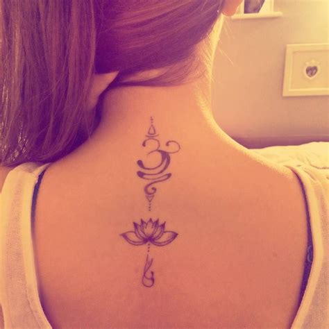 Upper back tattoo of a om and a lotus flower on Maria. | Om tattoo ...