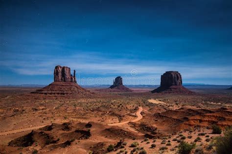 Monument Valley in Moonlight on a Starry Night, Arizona, USA Stock Photo - Image of american ...