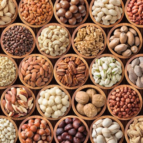 Premium Photo | Collection nuts and seeds background, healthy snacks for food.