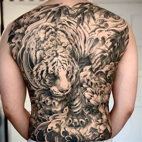 Tiger Back Tattoos For Men