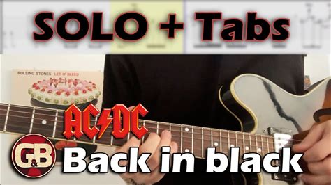 Back in black - guitar solo - how to play + tabs - YouTube