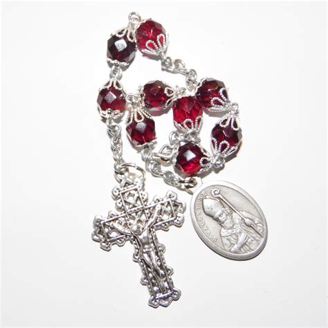 Handmade St Valentine Rosary Chaplet 8MM Red Czech Beads With Bead Caps ...