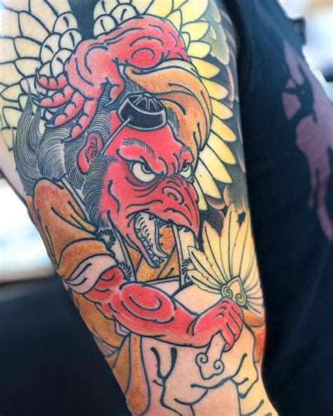 Karasu tengu sleeve in progress FOR BOOKINGS ? | Japanese tattoo, Tattoo japanese style, Tengu ...