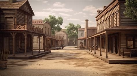 3d Rendering Of A Country Western Town Background, 3d Illustration Rendering Of An Empty Street ...