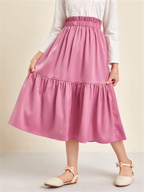 Girls Paperbag Waist Ruffle Hem Skirt | SHEIN USA Pretty Skirts, Cute Skirts, Pretty Outfits ...