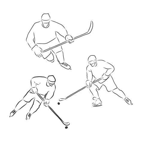 hand sketch hockey player hockey player vector sketch illustration ...