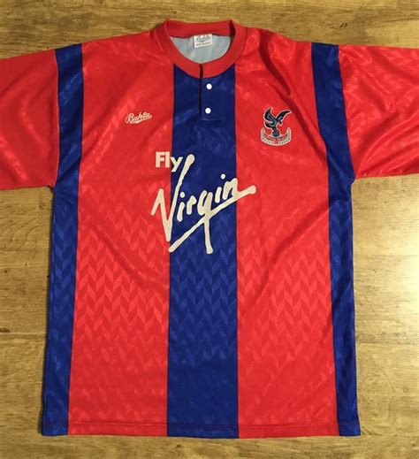 Crystal Palace Home football shirt 1990 - 1991. Sponsored by Virgin