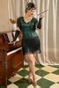 Zapaka Women 1920s Plus Size Dress Dark Green Cap Sleeves Sequins ...