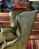 Gentry Olive Wingback Chair | Leather | Adobe Interiors