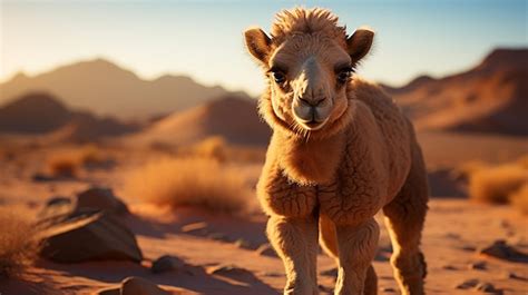 Premium AI Image | Playful Baby Dromedary Camel