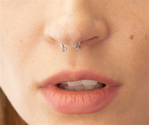 Diamond Septum Ring Horseshoe Ring Nose Piercing Modern | Etsy