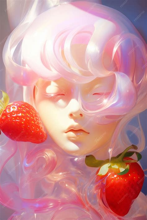 Free AI Image | Digital portrait with strawberries