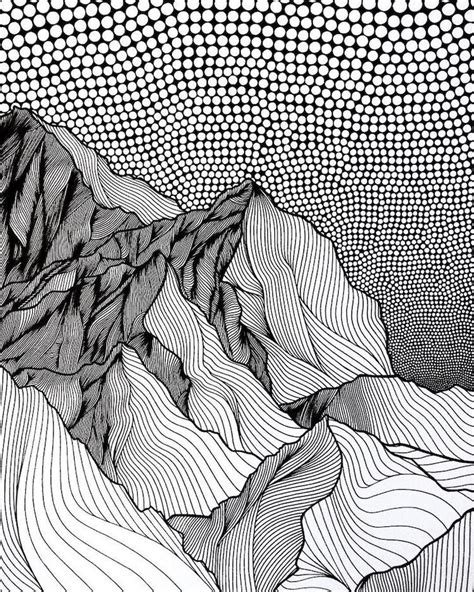 Artist Draws Countless Lines and Dots to Capture the Majestic Beauty of Mountains | Mountain ...