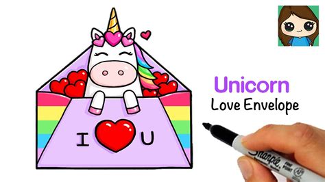 How to Draw a Unicorn 🦄 ️Valentine Love Envelope - YouTube