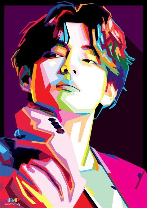 'V' Kim Taehyung WPAP art by Matt Prasty in 2021 | Wpap art, Pop art drawing, Wpap