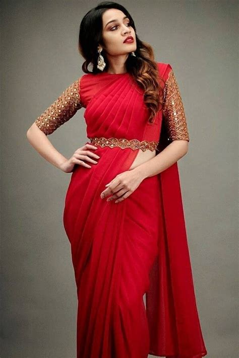 red saree contrast blouse silk | Silk saree blouse designs, Indian saree blouses designs, Blouse ...