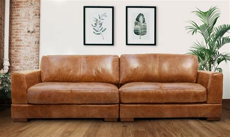 Container Door Ltd | Milano 4 Seater Leather Sofa - Pecan #106