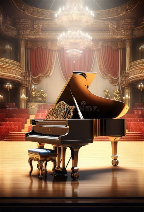 Piano in the Grand Concert Hall Stock Image - Image of musical ...