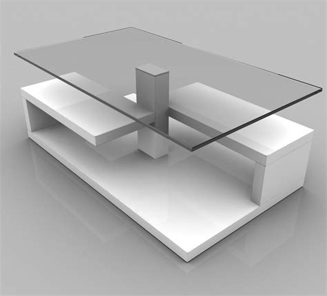 Tim Clear Glass Coffee Table With High Gloss White Base | Modern glass ...