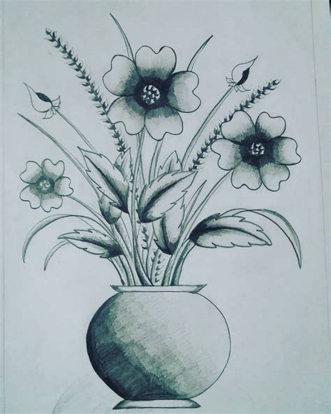 Flower Pot Drawing Pencil Sketch - gonnalifemylife