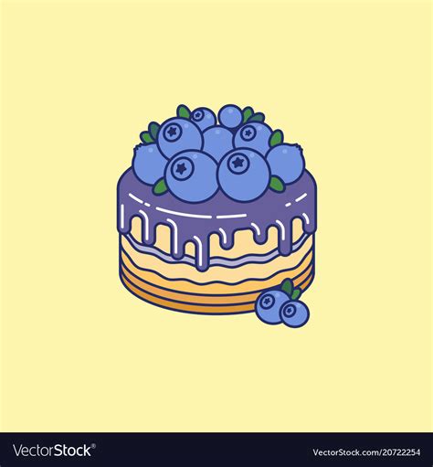 Cake blueberries chocolate syrup Royalty Free Vector Image