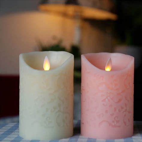 3PCS Moving Wick Flameless Flicker LED Engraved Candles Battery ...