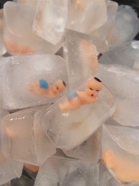 Baby shower game. Freeze little babies in ice cubes and put them in everyone's drinks. The first ...