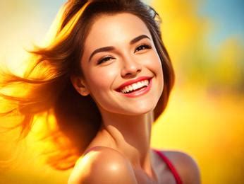 A beautiful woman with long hair smiling Image & Design ID 0000506364 - SmileTemplates.com