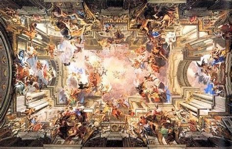 Glorification of Saint Ignatius by Pozzo (1691-1694) Ceiling fresco in the nave of Sant-Ignazio ...