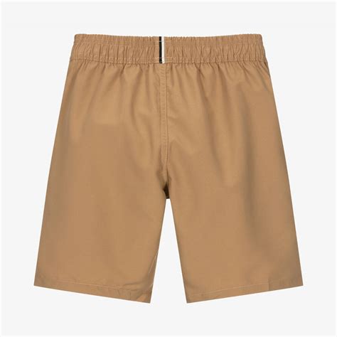 BOSS - Teen Boys Beige Logo Swim Shorts | Childrensalon