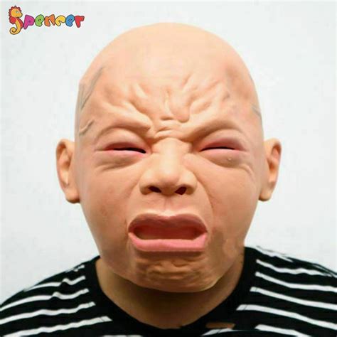 Buy Spencer Novelty Realistic Crying Baby Face Mask Latex Full Head Creepy Baby Mask Halloween ...