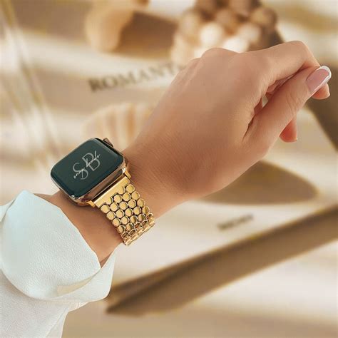 New Watch Band for Apple Watch Series 9 8 7 6 SE Ultra/ Gold Watch Band Fashion Honeycomb ...