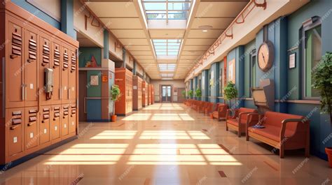 Premium AI Image | a bustling school hallway filled with lockers