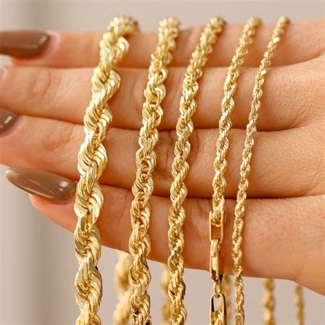 10K Real Gold Rope Chain 2.5mm-5mm Rope Chain10k Gold Chain - Etsy