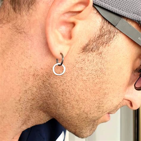 Mens Hoop Earring Mens Dangle earring Black Earring for men - Etsy 日本