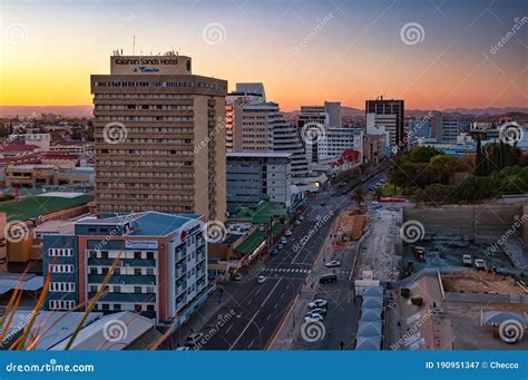 Sunset Over Windhoek City Center Namibia Redaktionell Arkivbild - Bild ...