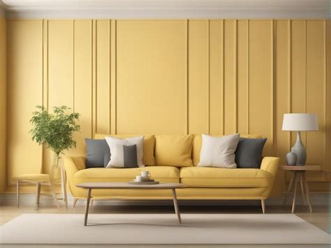 Premium AI Image | A yellow sofa in living room