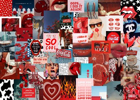 red aesthetic collage wallpaper laptop - Jena Coltman