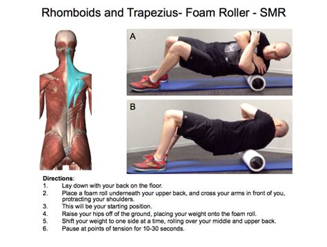 Rhomboids and trapezius SMR Exercise | Roller exercises, Foam roller ...