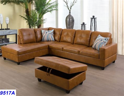 Wellington Faux Leather Sectional Sofa with Ottoman - Walmart.com