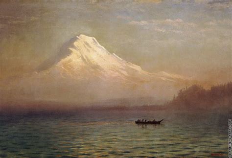 Oil painting reproduction of Sunrise on Mount Tacoma (Bierstadt)